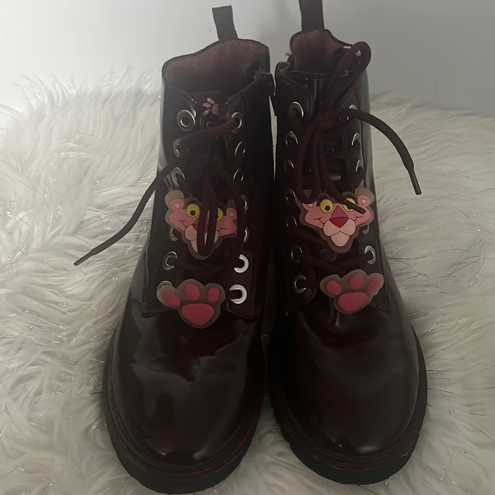 Zara Kids Shoes Pink Panther patent leather in burgundy size 37 - Picture 1 of 9